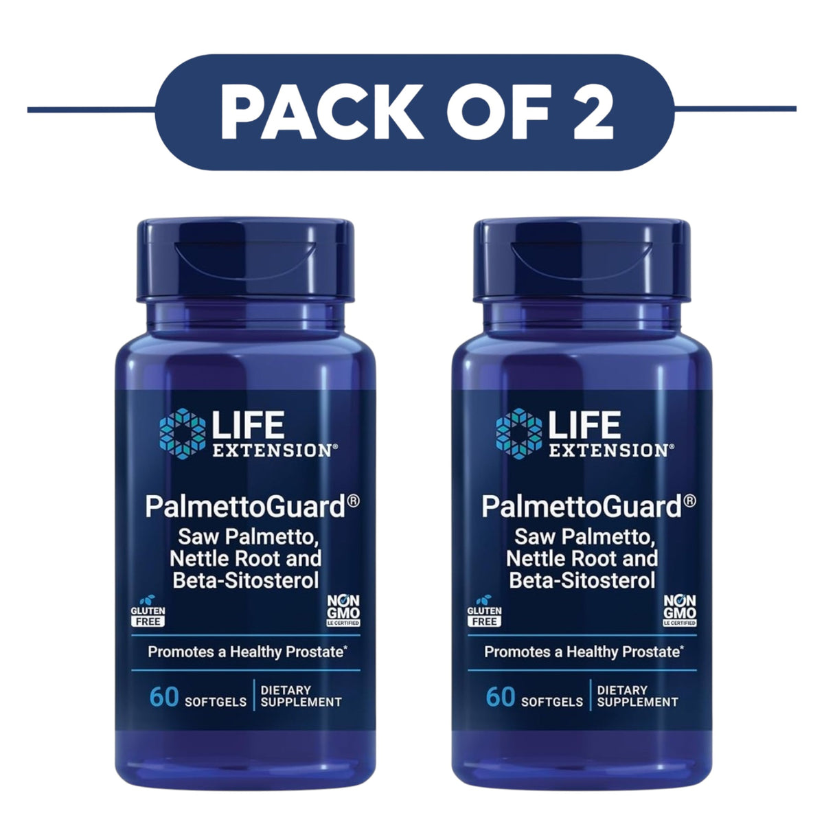 Life Extension PalmettoGuard Saw Palmetto Nettle Root 60 Softgels Pack of 2