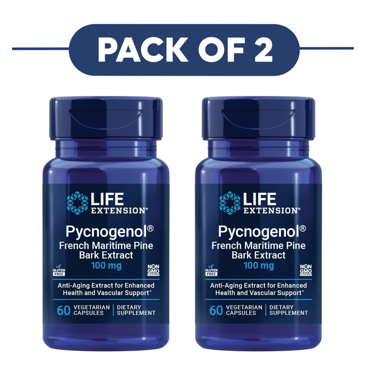 Life Extension Pycnogenol 100mg 60 Vegetarian Capsules Pack of 2