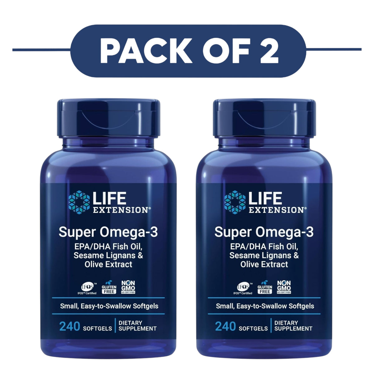 Life Extension Super Omega-3 EPA DHA Fish Oil 240 Softgels Pack of 2
