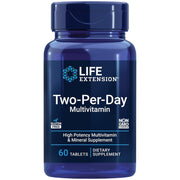 Life Extension Two-Per-Day Multivitamin 60 tablets blue bottle packaging, no flavour, 60 tablets
