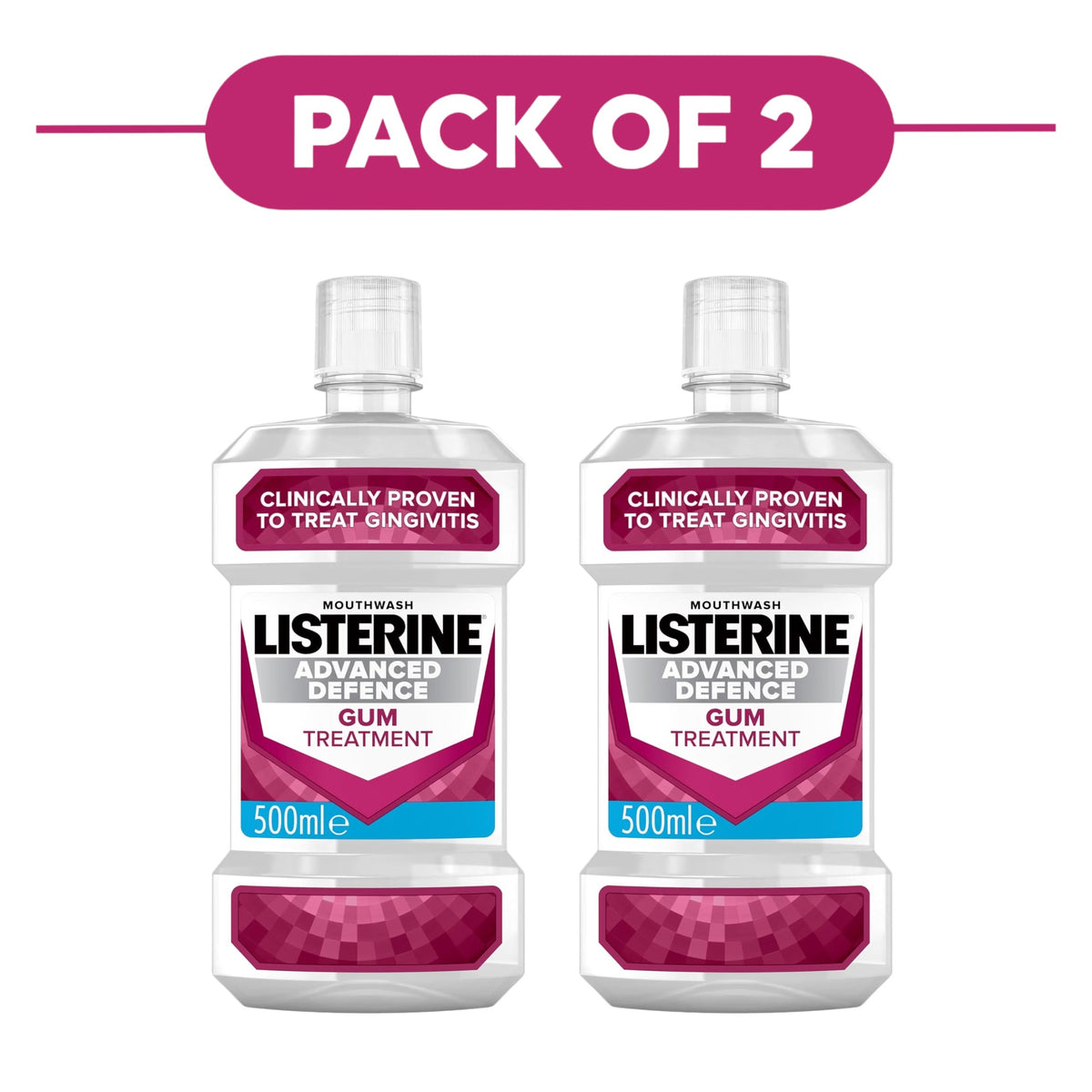 Listerine Advanced Defence Gum Treatment Mouthwash 500ml Pack of 2