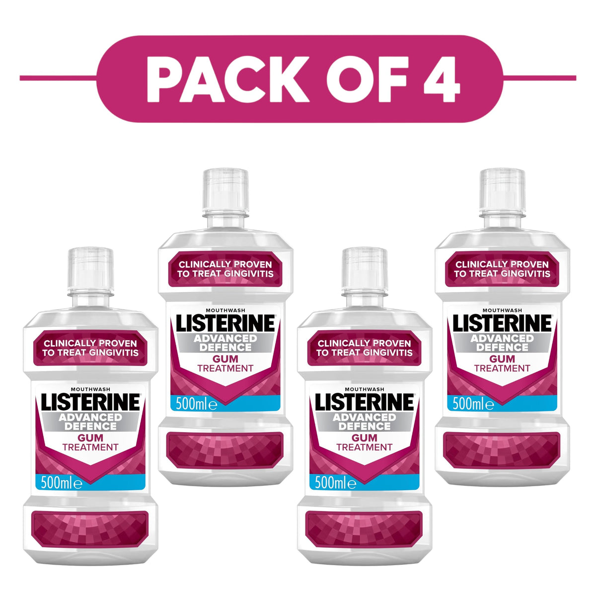 Listerine Advanced Defence Gum Treatment Mouthwash 500ml Pack of 4