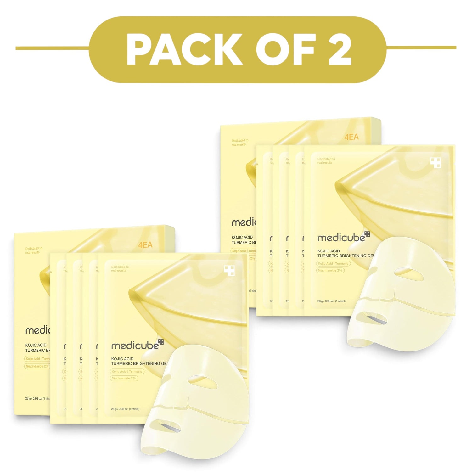 Medicube Kojic Acid Turmeric Gel Mask 4 Sheet Pack of 2