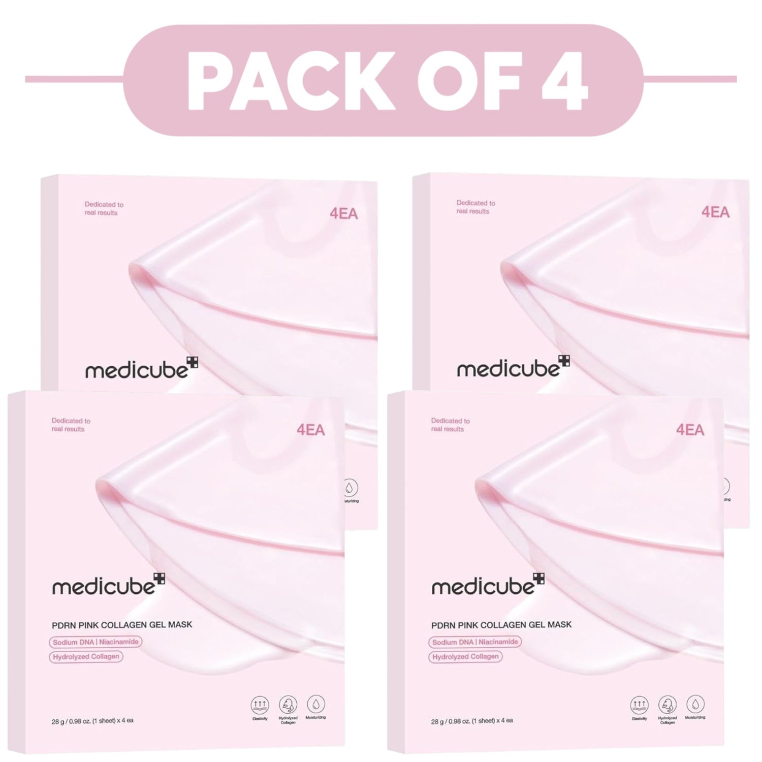 Medicube PDRN Pink Collagen Gel Mask 4 Sheet Pack of 4