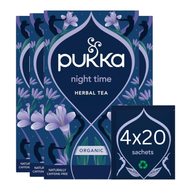 Pukka Organic Night Time Herbal Tea box, 80 sachets, 20g.