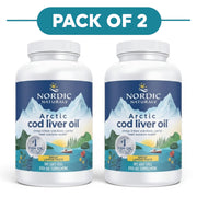 Nordic Naturals Arctic Cod Liver Oil Omega-3 Lemon 180 Soft Gels Pack of 2