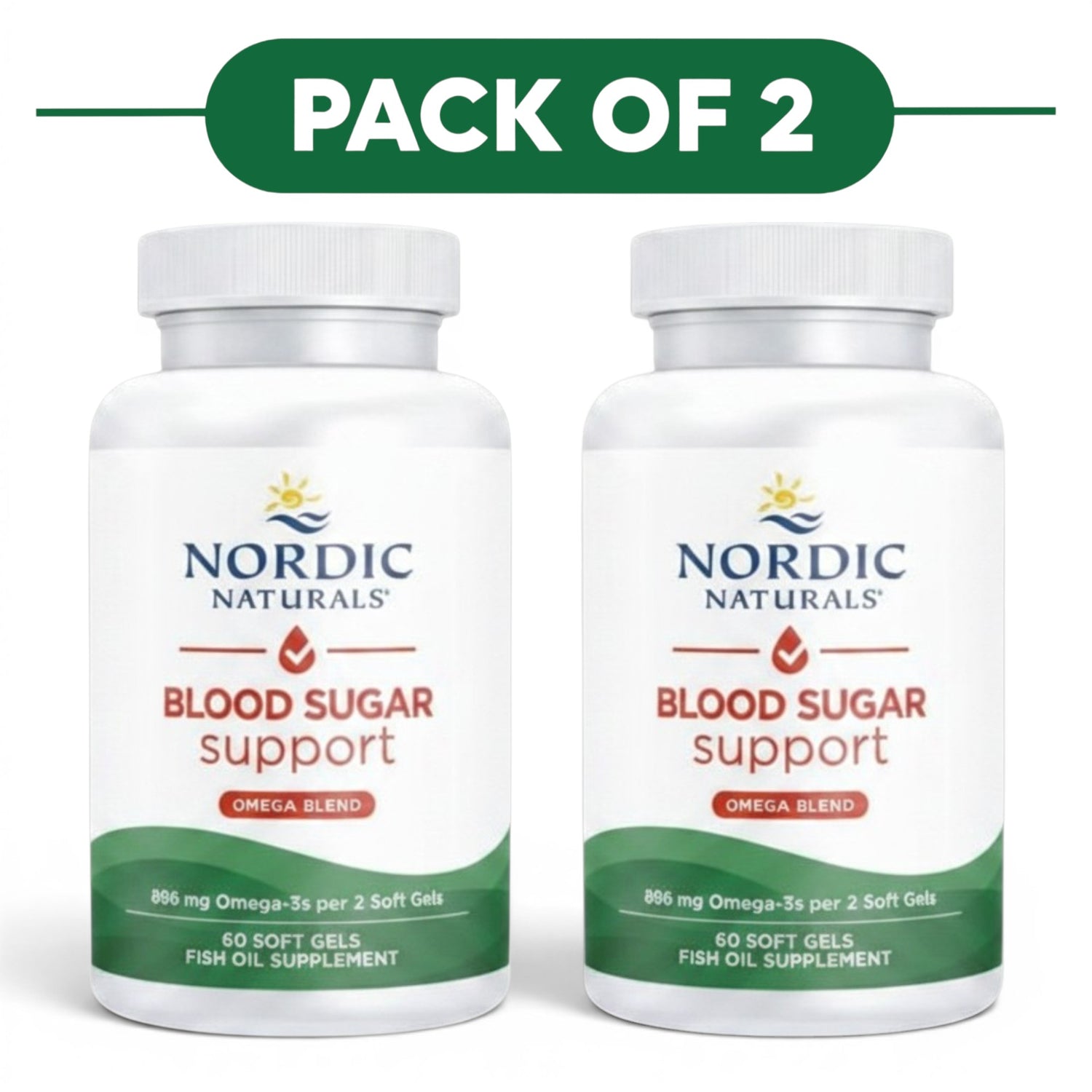 Nordic Naturals Blood Sugar Support Omega Blend 60 Soft Gels Pack of 2