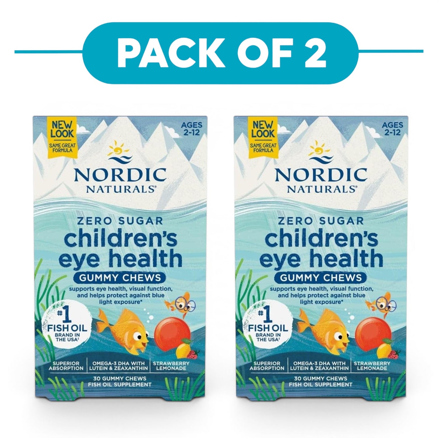 Nordic Naturals Zero Sugar Children's Eye Health 30 Gummies Pack of 2