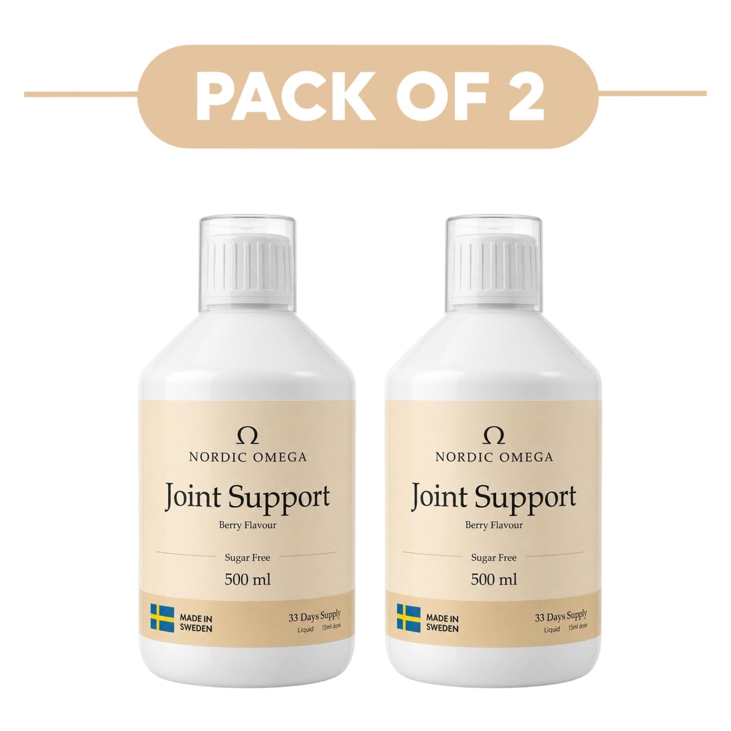 Nordic Omega Joint Support Liquid Collagen Sugar Free Berry 500ml Pack of 2
