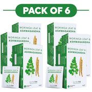 NutraTea Moringa Leaf & Ashwagandha Herbal Tea 20 Tea Bags Pack of 6