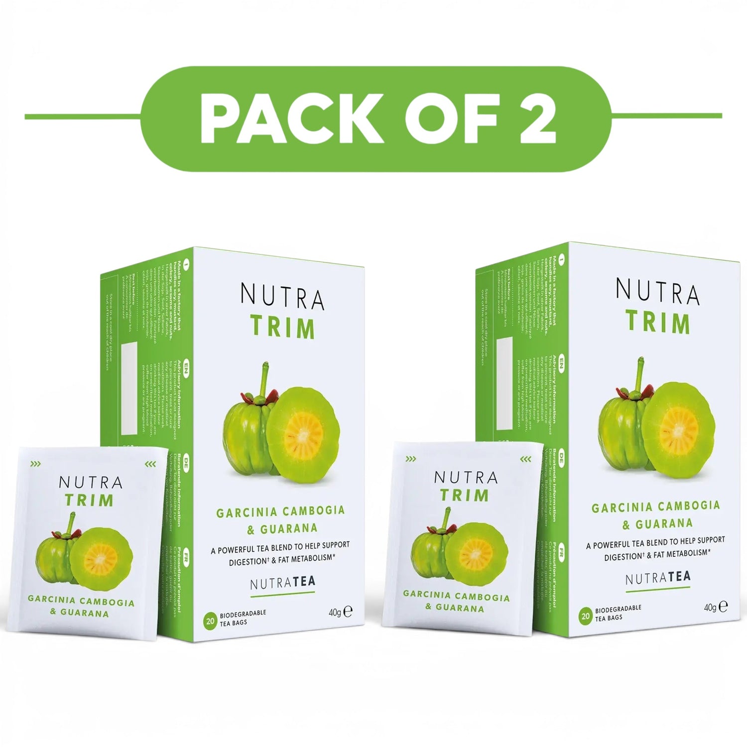 NutraTea NutraTrim Garcinia Cambogia & Guarana Tea 20 Tea Bags Pack of 2