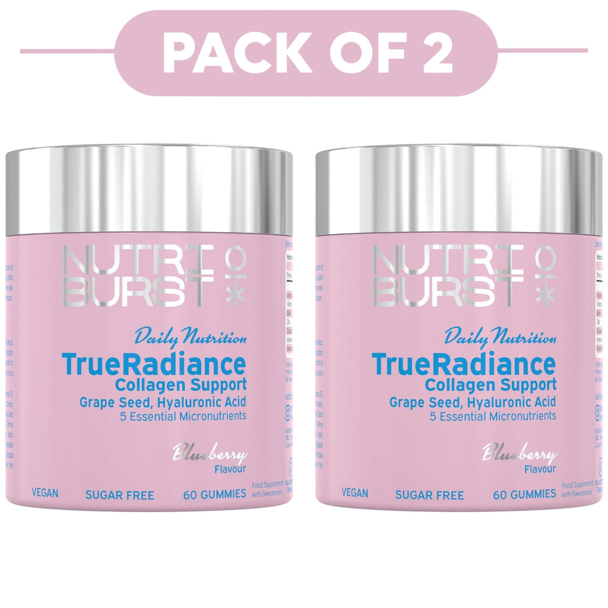 Nutriburst TrueRadiance Collagen Support Blueberry Gummies 60 Count Pack of 2