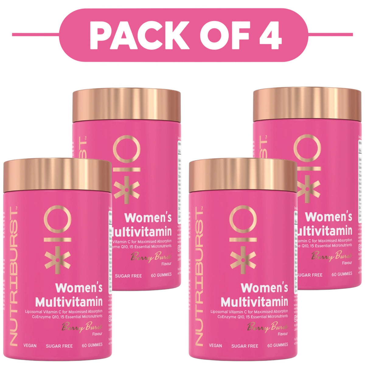 Nutriburst Women's Multivitamin Berry Burst Gummies 60 Count Pack of 4