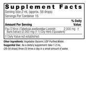 Nature’s Answer Pau D’Arco liquid extract supplement facts 30ml bottle