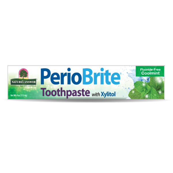 Nature’s Answer PerioBrite fluoride-free Coolmint toothpaste 4ml front view 