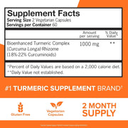 Supplement facts & ingredients image: Qunol Turmeric Curcumin complex supplement facts 1000mg ingredients 120 count