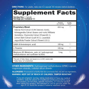 Supplement facts & ingredients image: Qunol Sleep Support Complex melatonin herbal blend supplement facts 30 count