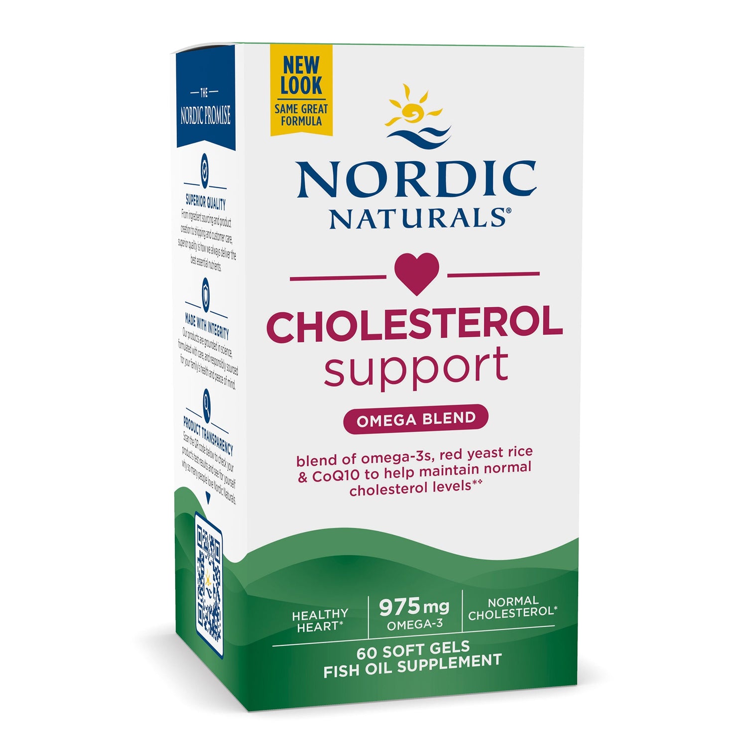 Nordic Naturals Heart Health Formula box, lemon soft gels, 60 count.