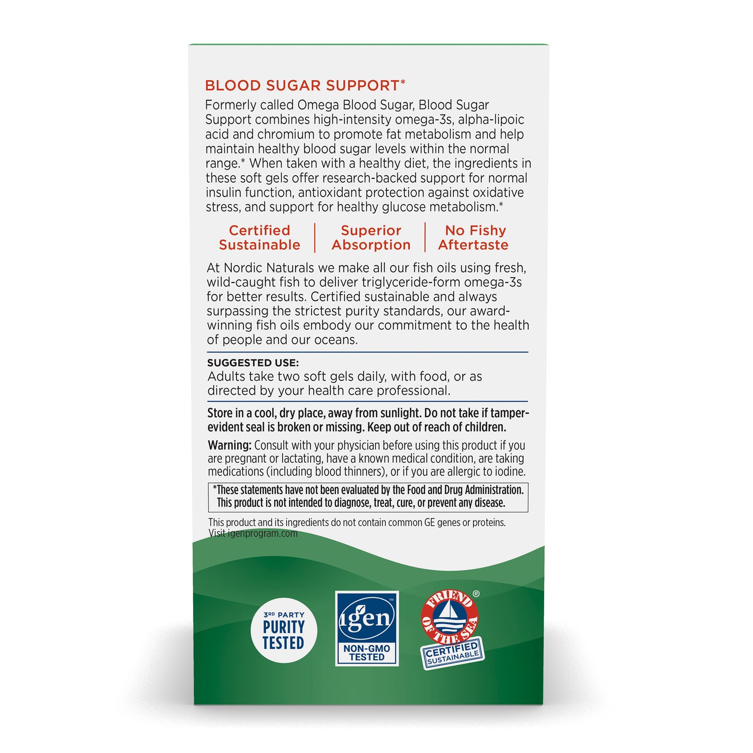 Back label of Nordic Naturals Omega-3 ALA Chromium supplement showing ingredient panel.