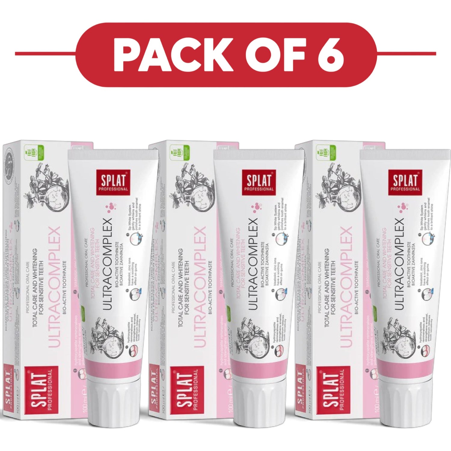 SPLAT Professional UltraComplex Total Care Toothpaste 100ml Pack of 6