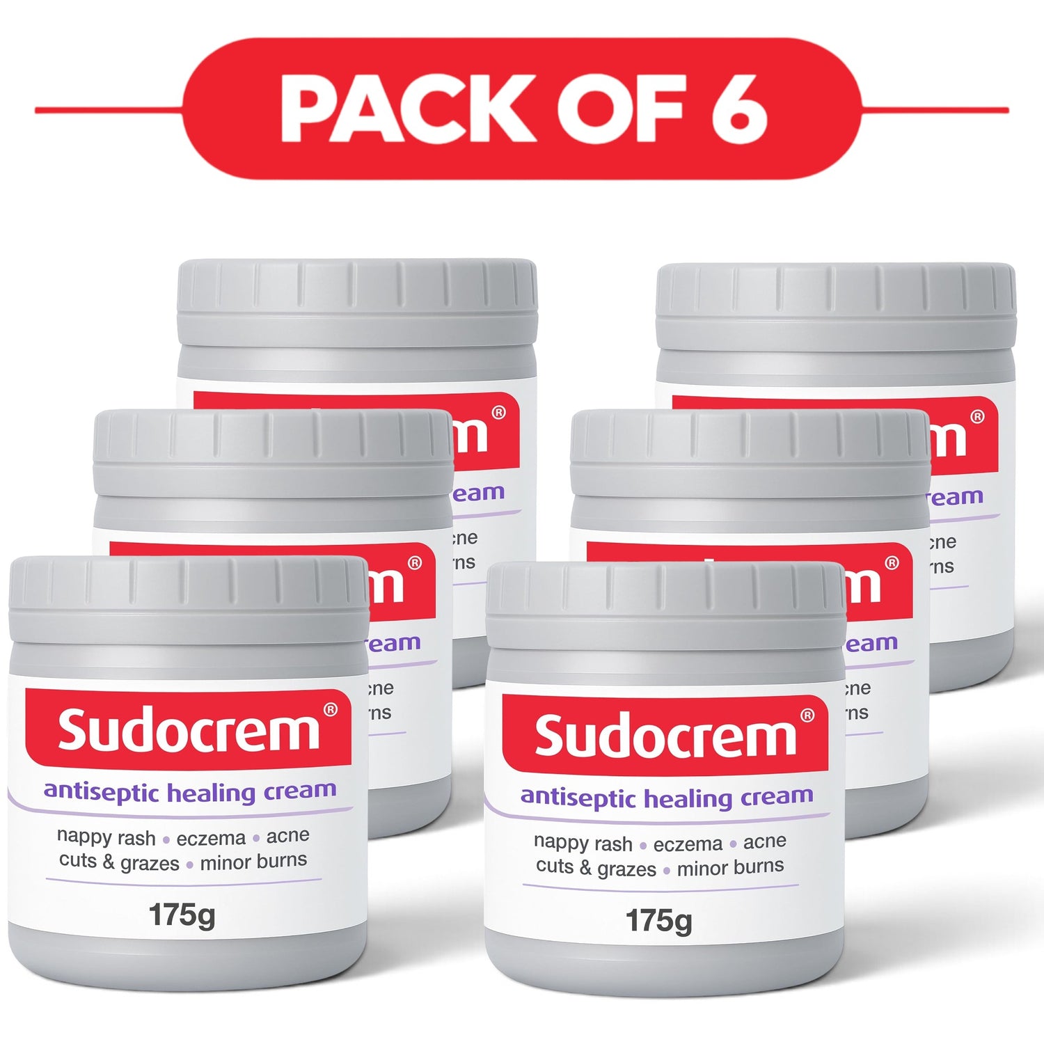 Sudocrem Antiseptic Cream with Zinc Oxide 175g Pack of 6