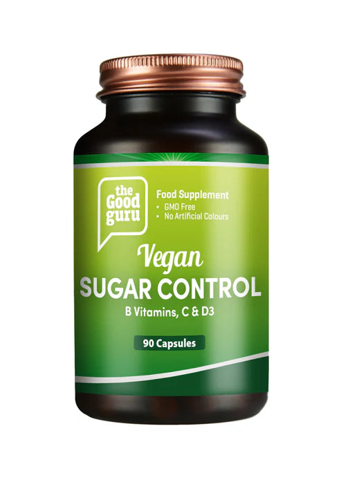 The Good Guru Metabolic and Energy Support Complex bottle, 90 vegan capsules, on white background.
