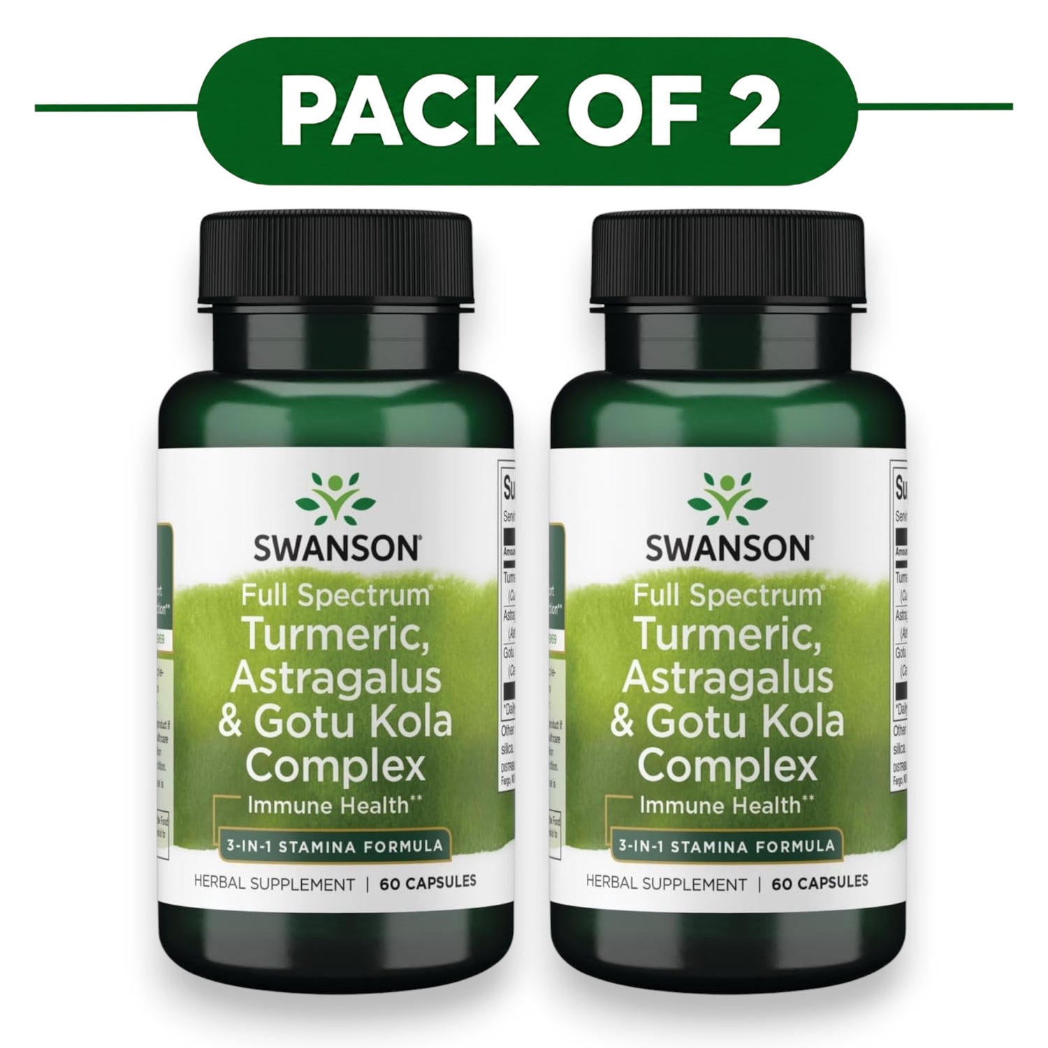 Swanson Full Spectrum Turmeric Astragalus Gotu Kola Complex 60 Capsules Pack of 2