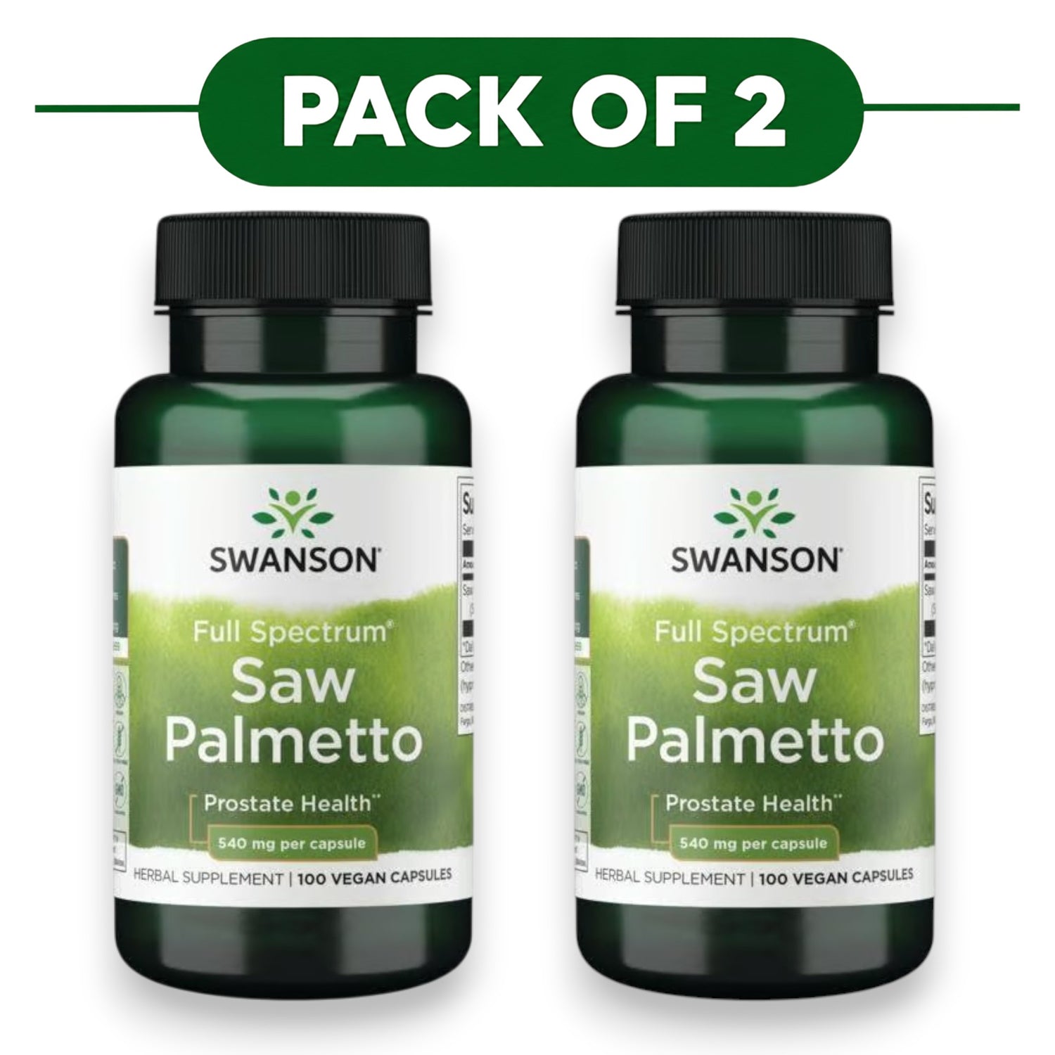 Swanson Full Spectrum Saw Palmetto 540mg 100 Vegan Capsules Pack of 2