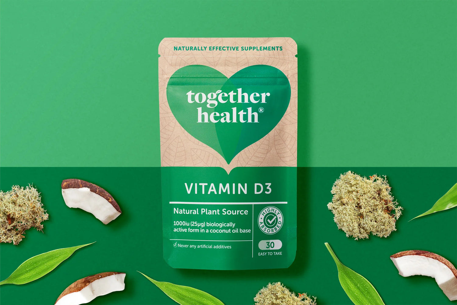 Vitamina D3 Vegana 1000 UI de Liquen de Together Health - 30 Cápsulas