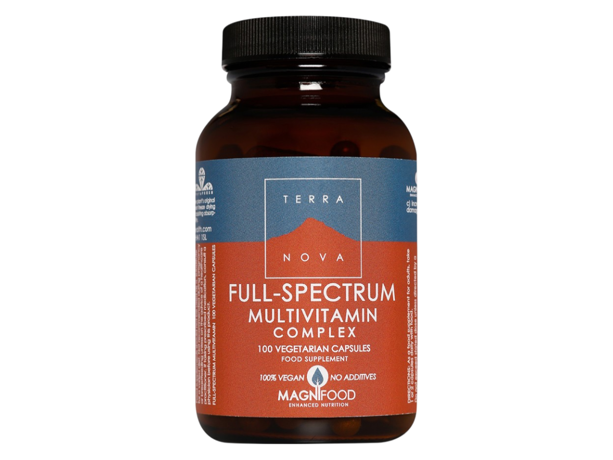 Front image: Terranova Full-Spectrum Multivitamin Complex capsules bottle vegan 100 count