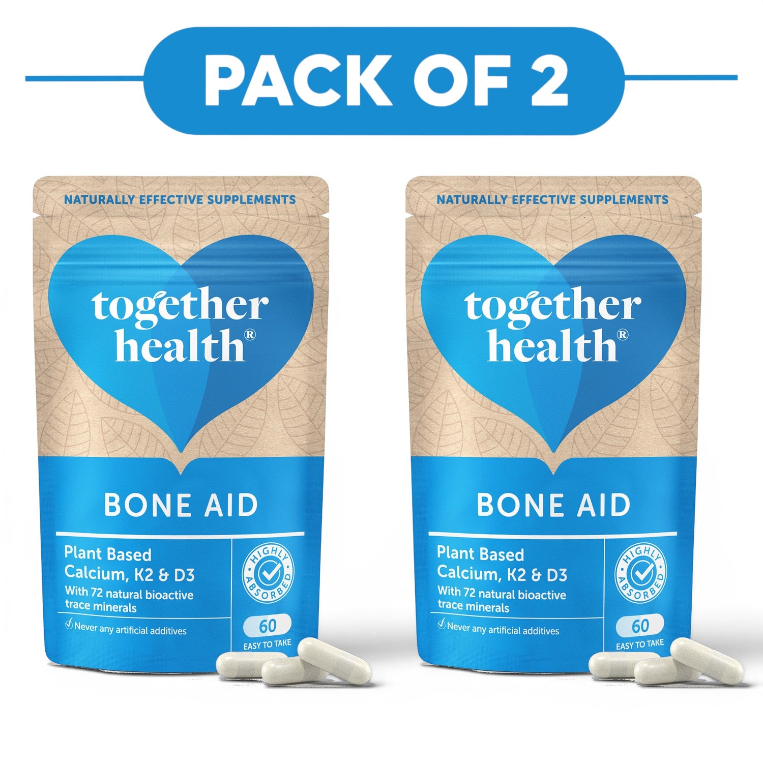 Together Health Bone Aid Plant Based Calcium K2 & D3 60 Capsules Pack of 2
