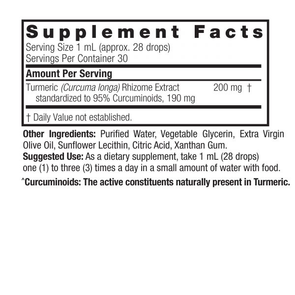 Nature's Answer Turmeric-3 Liquid Extract 30ml supplement facts and directions