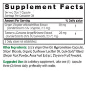 Nature's Answer Turmeric and Ginger Capsules 90 count supplement facts and directions