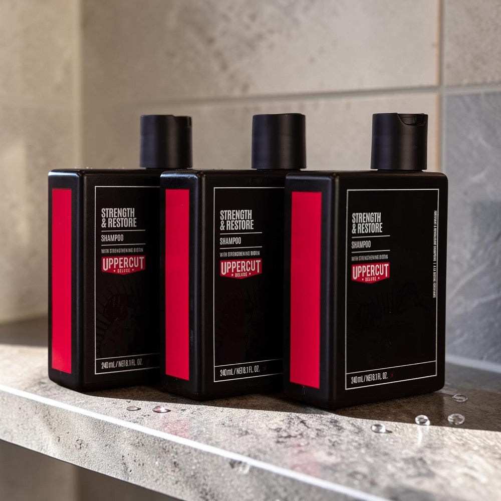 Uppercut Deluxe Strength and Restore Shampoo 3 240ml men hair care routine