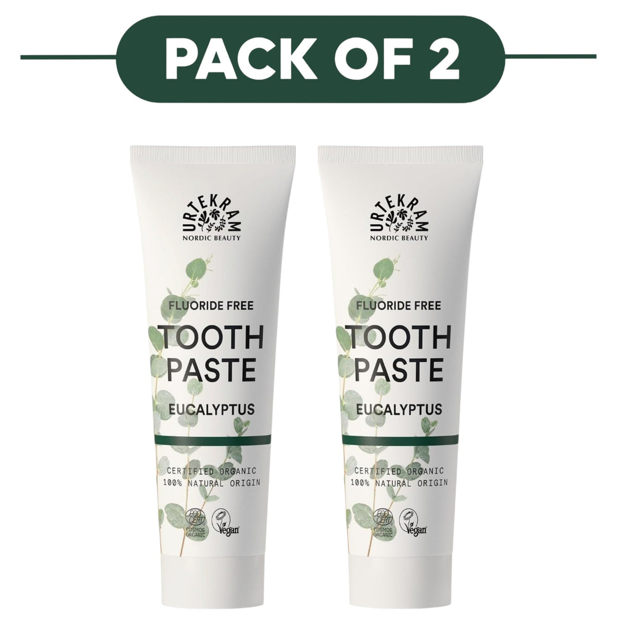 Urtekram Fluoride Free Eucalyptus Toothpaste 75ml Pack of 2