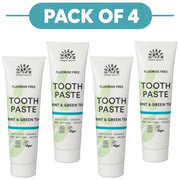 Urtekram Fluoride Free Mint & Green Tea Toothpaste 75ml Pack of 4