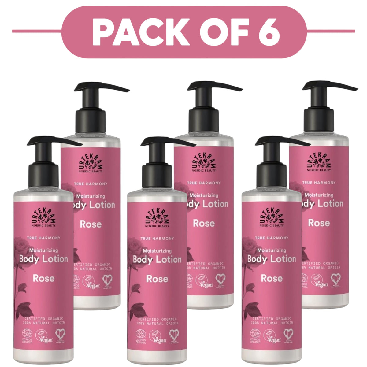 Urtekram Moisturizing Rose Body Lotion 245ml Pack of 6