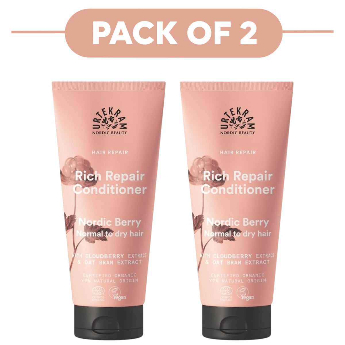 Urtekram Nordic Berry Rich Repair Conditioner 180ml Pack of 2