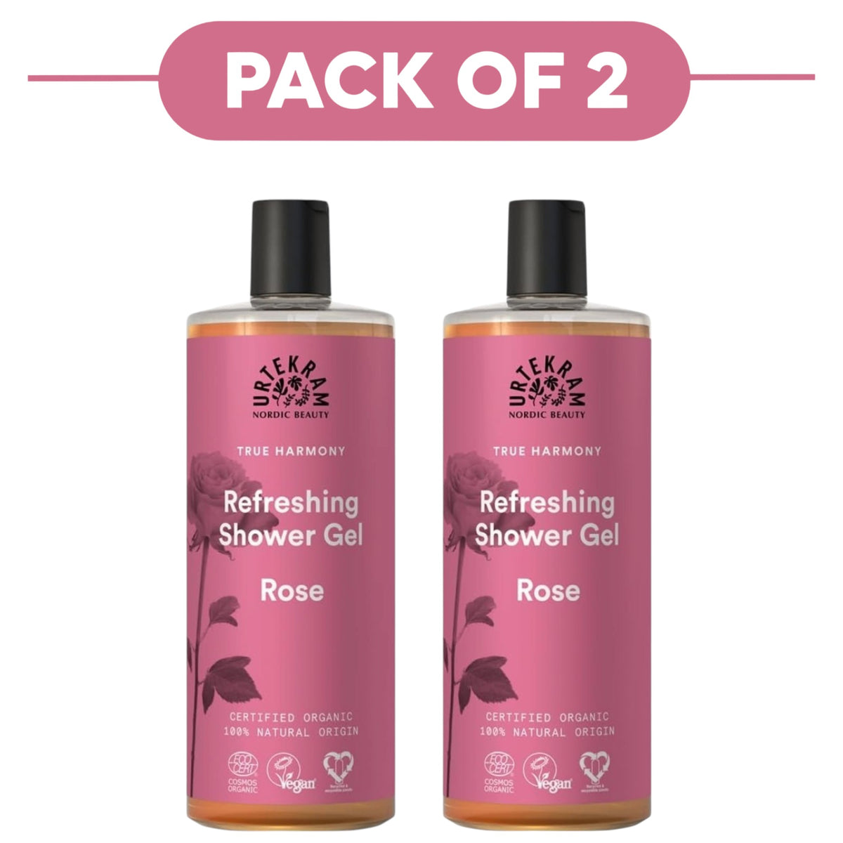 Urtekram Refreshing Rose Shower Gel 500ml Pack of 2