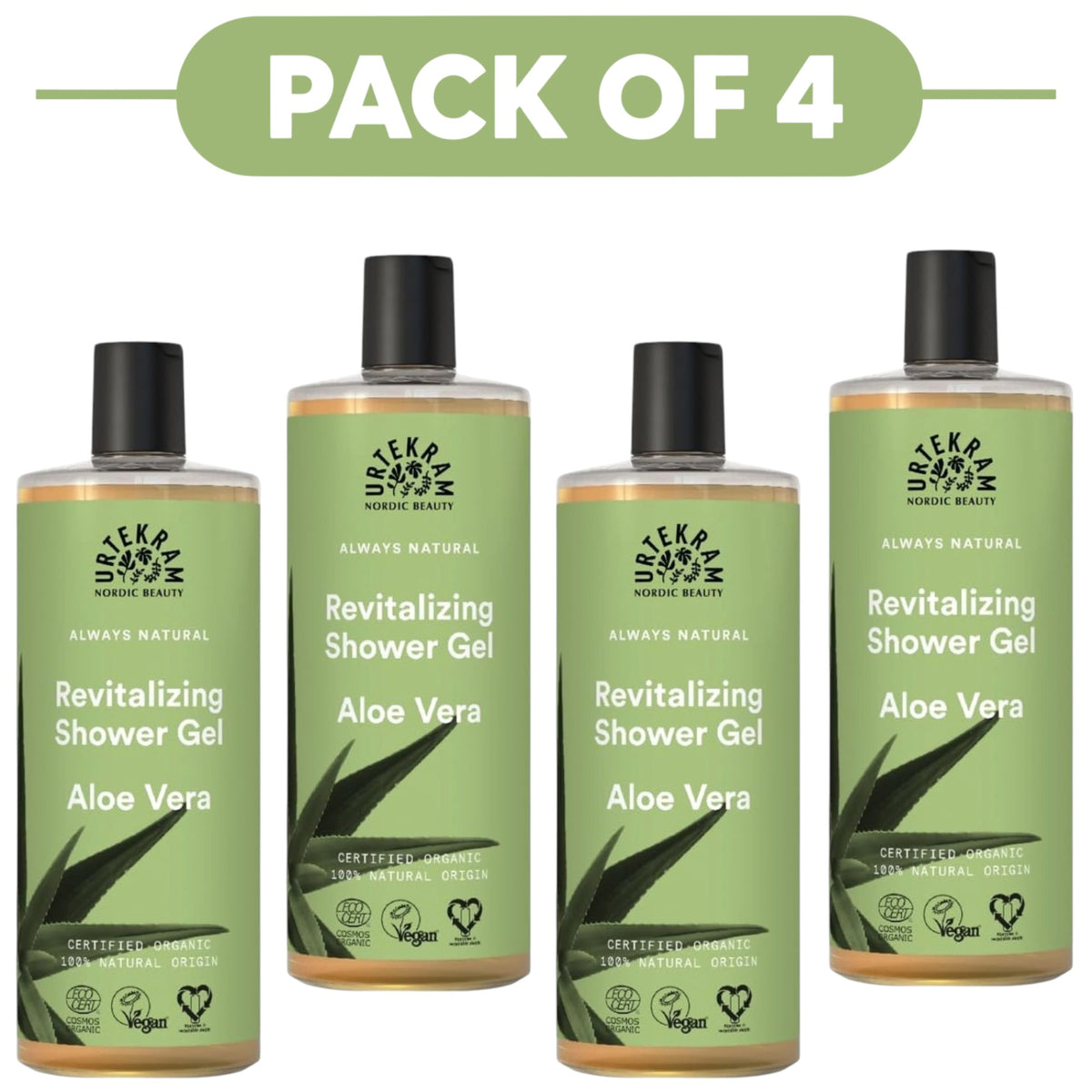 Urtekram Revitalizing Aloe Vera Shower Gel 500ml Pack of 4