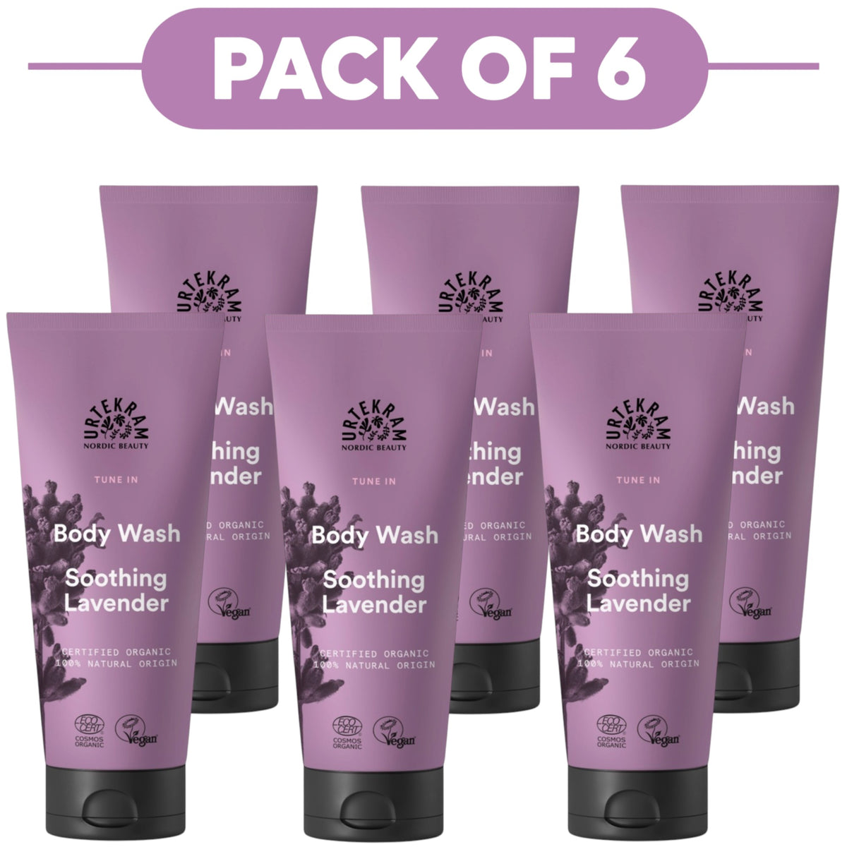 Urtekram Soothing Lavender Body Wash 200ml Pack of 6