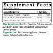 Nature’s Answer Zinc Plus supplement facts vitamin B6 copper 60 capsules