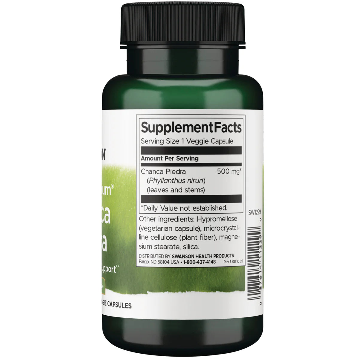 Swanson Full Spectrum Black Cohosh Root 540 mg – 60 Capsules Supplement Facts panel and product barcode on bottle label