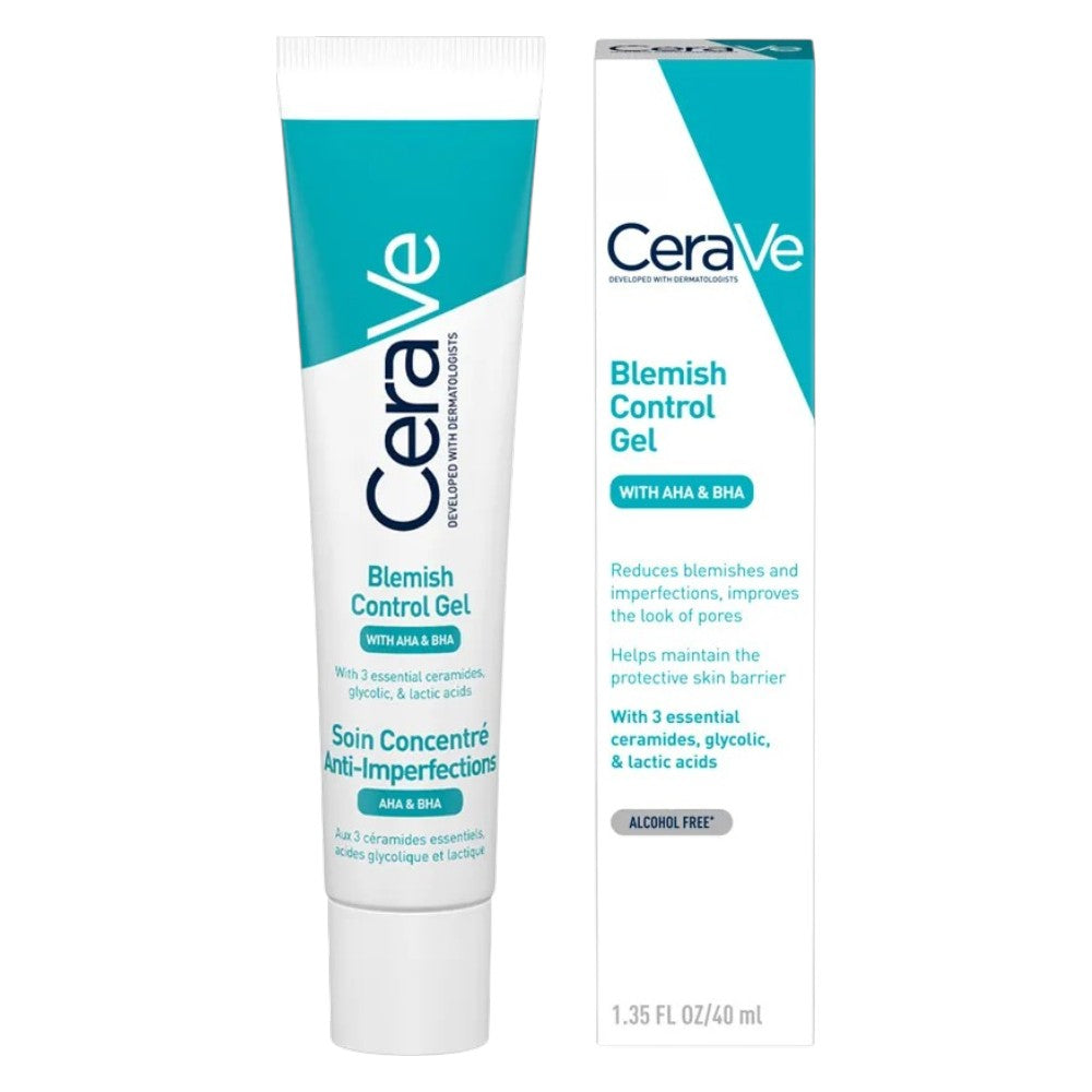 CeraVe Blemish Control Gel AHA BHA facial skincare tube 40ml & box