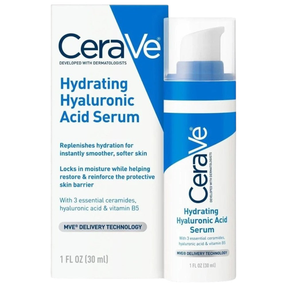 CeraVe Hydrating Hyaluronic Acid Serum facial skincare pump bottle 30ml
