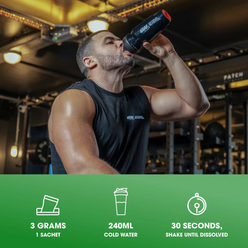 Optimum Nutrition Micronised Creatine Fruit Punch 10 x 4.5g sachet showing product details
