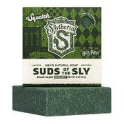 Dr. Squatch x Harry Potter Slytherin Suds of the Sly Bar Soap in green-themed packaging.