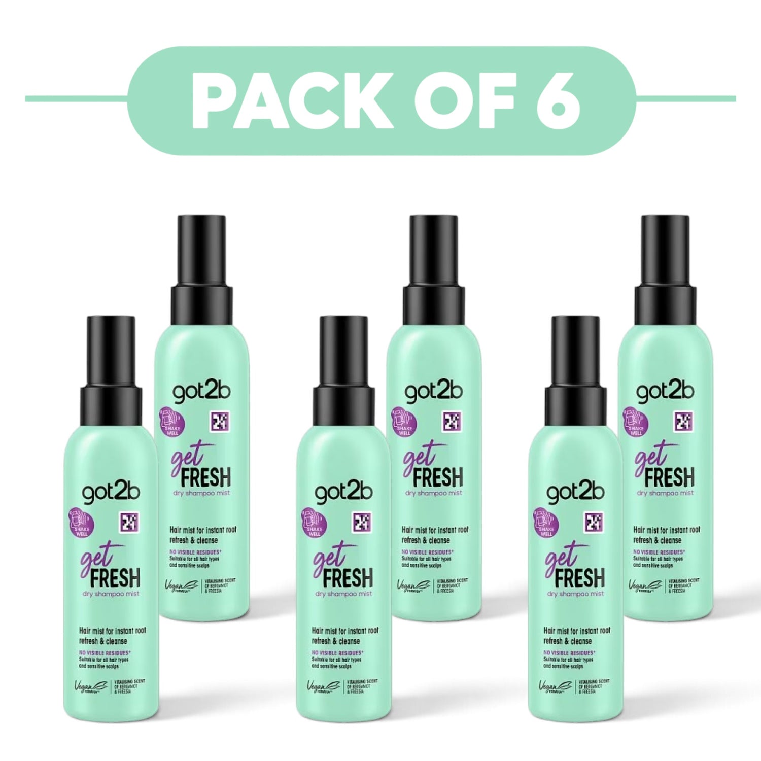 got2b Get Fresh Dry Shampoo Mist 150ml Pack of 6