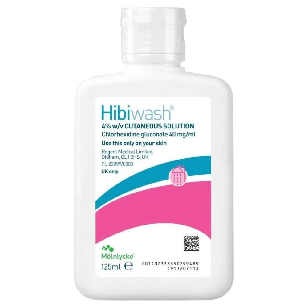Hibiwash 4% Chlorhexidine Gluconate Cutaneous Solution, bottle packaging, no flavour, 125ml