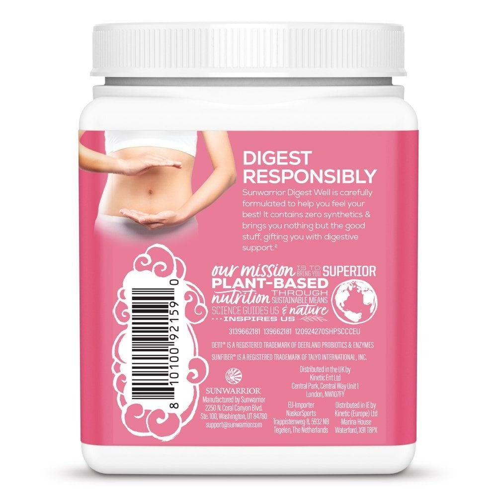 Sunwarrior Shape Digest Well Strawberry Cooler powder supplement tub barcode packaging 270g